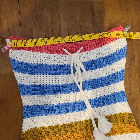 LE LIS Multi Colored Striped Crochet Tube Dress - Picture 4 of 9